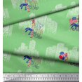 thumbnail image 2 of Soimoi Green polyester Crepe Fabric Text,Women & Bulidings Architectural Print Fabric by Yard 42 Inch Wide, 2 of 3