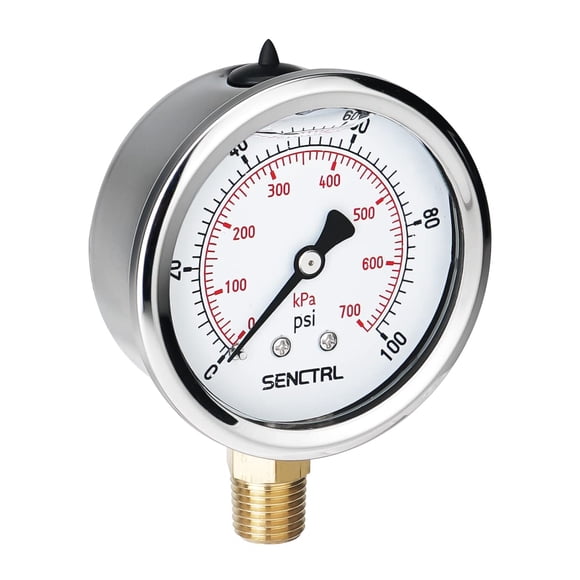 Manómetro SENCTRL, 100 psi, relleno de glicerina, esfera de 2,5 cm