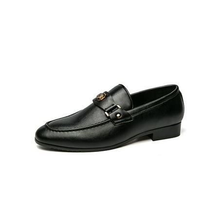 

Ritualay Men Loafers Slip On Business Shoes Comfort Dress Shoe Slip-Resistant Breathable Loafer Formal Office Pointy Toe Flats Black 5.5