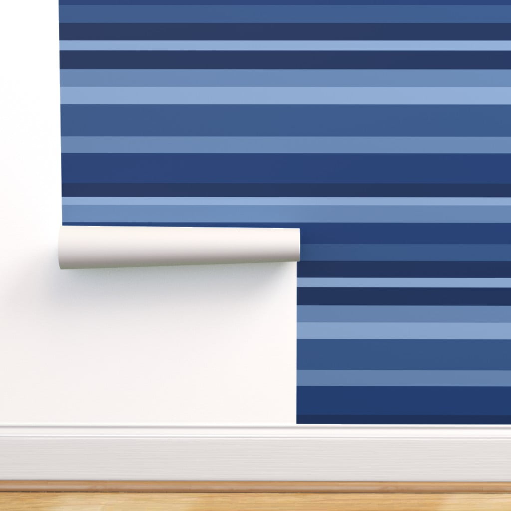 Removable Wallpaper Swatch - Stripes Navy Blue Ombre Lines Blues Dark