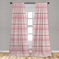 thumbnail image 5 of Ambesonne Romantic Curtains, Hearts Dots Stripes, Pair of 28"x95", Pale Pink Dark Brown Tan, 5 of 5