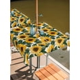 thumbnail image 2 of Square Outdoor Tablecloth with Umbrella Hole Sunflower Outside Table Cloth Waterproof Patio Table Cover Vintage Spring Floral Botanical Yellow Green Zipper Tablecloths for Picnic Camping 60x60 Inch, 2 of 8