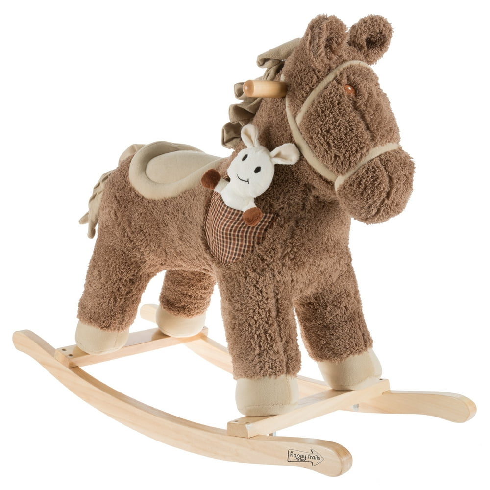 Rocking Horse Rideon Toy with FriendChildren’s Soft Fabric Covered