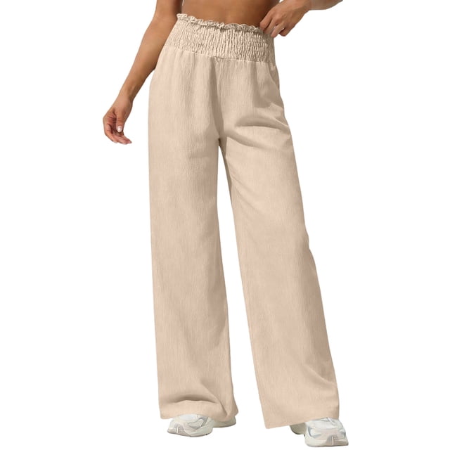 Pantalones largos para niños, de color liso, con cintura elástica y bolsillos laterales, holgados y transpirables, de poliéster.