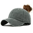 thumbnail image 3 of Holzkary Criss Cross Hat Washed Distressed Baseball Cap Ponytail Hat High Messy Bun Ponycap for Women Vintage Adjustable Golf Sport Hat Hat Plain Trucker Visor Buns Baseball Ponytail Uni Cap Messy Ba, 3 of 9
