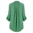 thumbnail image 4 of fheaev Womens Plus Size Lace Trim Tunic Tops V Neck Button Down Roll Up Sleeve Casual Office Work Blouse for Leggings, 4 of 6