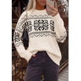 thumbnail image 3 of PRETTYGARDEN Women's Fair Isle Oversized Sweater Relaxed Fit, Soft Cozy Knit, Long Sleeve Pullover, Crew Neck, Going Out Tops, Fall Holiday Outfits, Winter Fashion Clothing, 3 of 8