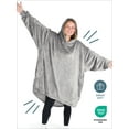 thumbnail image 3 of Bare Homey Adult Size Microplush Wearable Blanket - Zipper Side Pockets - Warm - Velvety Soft, Light Gray, 3 of 9