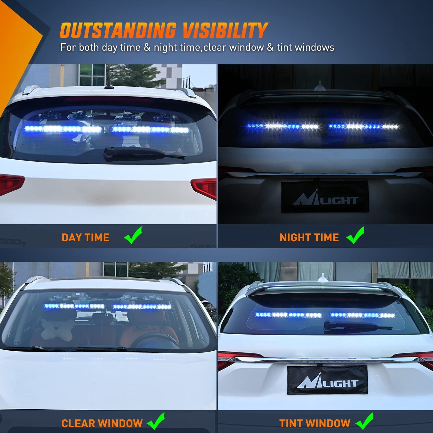Nilight 17" LED Directional Light Bar, 32 LEDs, 2-in-1 Design with 23 Lighting Modes, 12V Vehicle Power Plug, Universal Fit for Trucks and Utility Vehicles