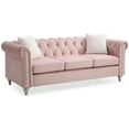 thumbnail image 2 of HomeStock Victorian Virtue Sofa - Pink, 83"L x 34"W x 30"H, Jeweled Tufted Micro Suede Velvet Cover, Pocketed Coil Cushions, Chrome Nailheads, 2 of 9