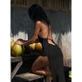 thumbnail image 4 of EDOLYNSA 2025 Kintted Cover Up Beach Sexy Halter Sleeveless See Through Maxi Slit Bodycon Summer Dress Bikinis Cover-ups Elegant Halter Beachdress, 4 of 8