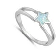thumbnail image 4 of CHOOSE YOUR COLOR White Simulated Opal Solitaire Star Ring .925 Sterling Silver Band CZ Female Size 10, 4 of 4
