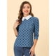 thumbnail image 2 of Disfraz de Halloween Allegra K Blusa Polka Dots con cuello Peter Pan 3/4 mangas Gris azul L, 2 of 5