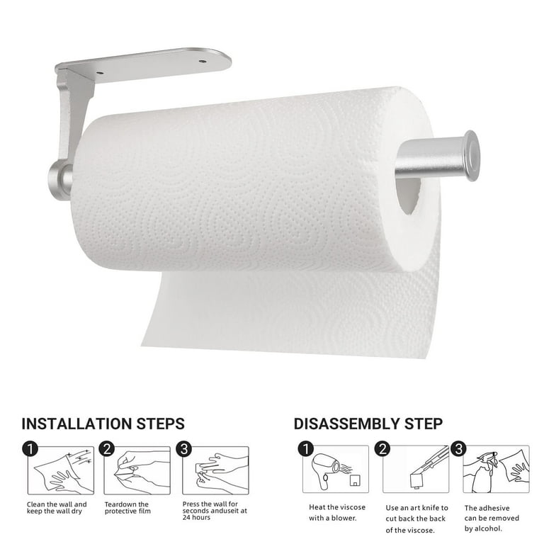 BWE Wall Mount Paper Towel Holder Bulk-Self-Adhesive Under Cabinet