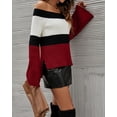 thumbnail image 3 of Off Shoulder Ribbed Knit Sweater Burgundy X-Large, 3 of 4