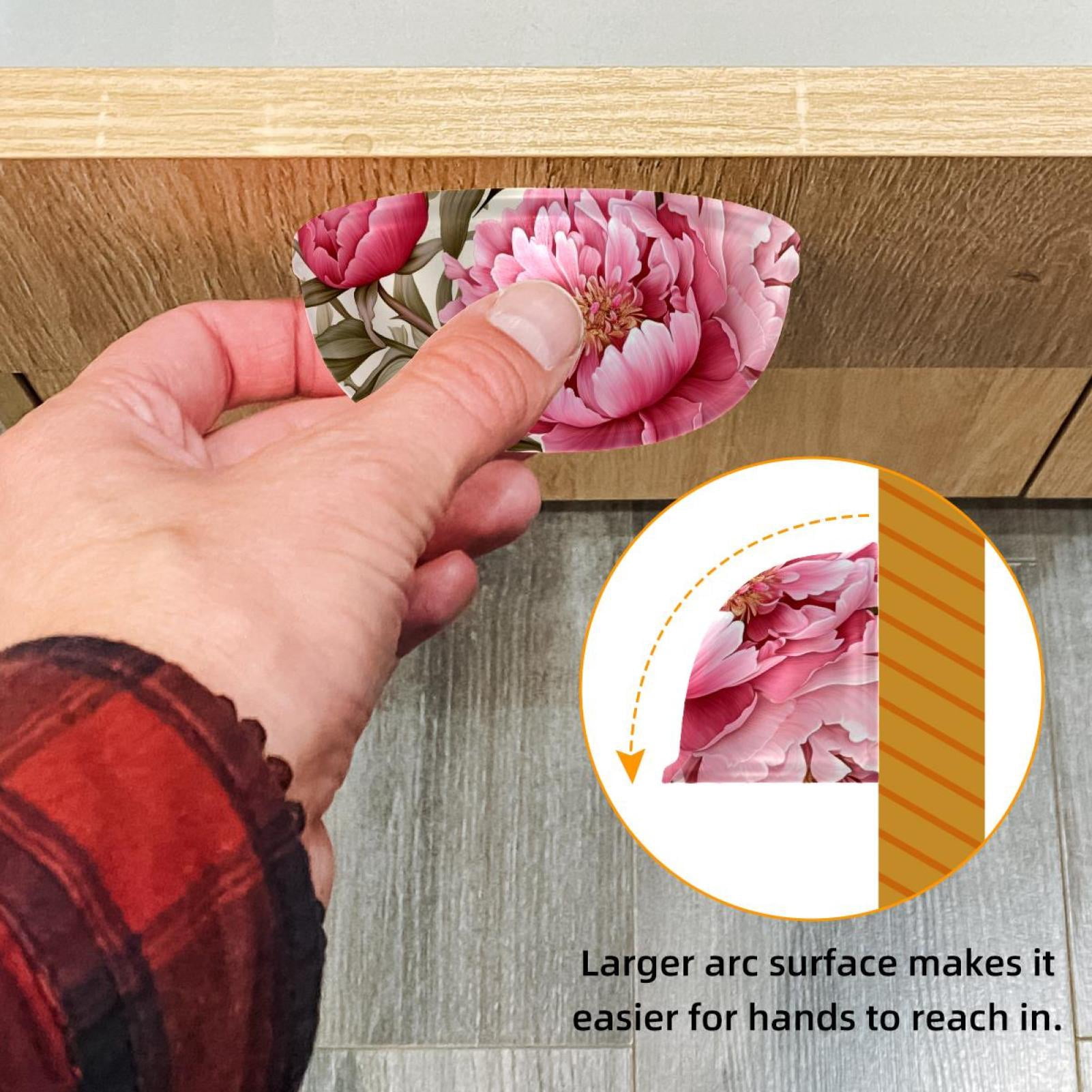 4 PCS Cabinet Cup Pull Peony Drawer Handles with Screws for Cabinet Dresser Kitchen Home Hardware Decor