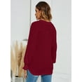 thumbnail image 6 of LOMON Women's Casual Puff Long Sleeve Tunic Tops V-Neck Pleated Flare Blouse T-Shirts with Smocked Cuffs, 6 of 8