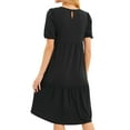 thumbnail image 6 of ZXSXSY Women Black Hollow Back Round Neck Short Sleeves Peplum Midi Dress, 6 of 6