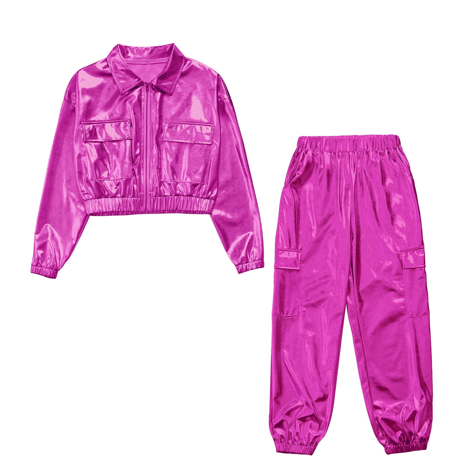 Bazzery Boys Hip Hop Jacket Girl Jazz Jogger Pants Kids Sequins Street Dance Outfit Teen Shining Children Costume Streetwear