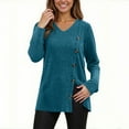 thumbnail image 4 of Ounisa Womens Long Sleeve Shirts Casual V Neck Tunic Tops Fashion Loose Fall Sweaters, 4 of 7
