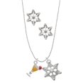 thumbnail image 1 of Delight Jewelry Silvertone 3-D Yellow Tropical Drink Silver tone Snowflake Charm Necklace and Stud Earrings, 1 of 4