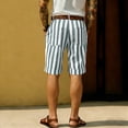 thumbnail image 4 of Fabrcox Striped Men's Linen Shorts Color Block Men's Shorts Casual Summer Beach Vacation Travel Big and Tall Men's Bermuda Shorts with Pockets Green XXXL, 4 of 5