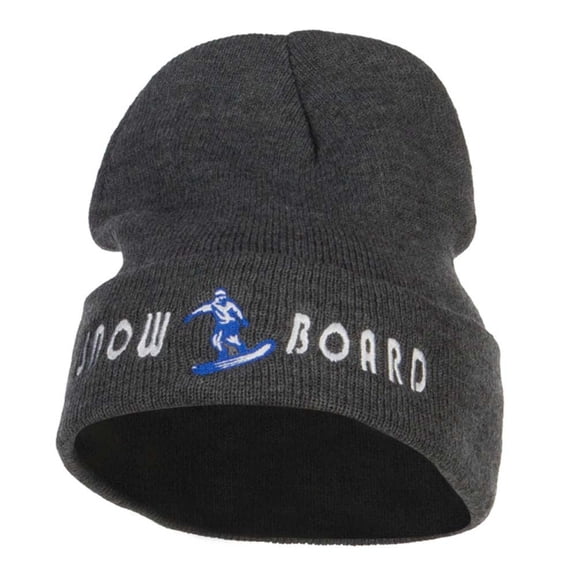Snowboard Embroidered Long Beanie - Dk Grey OSFM