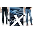 thumbnail image 6 of RAW X Men's Slim Fit Biker Jeans, Washed Ripped Distressed Moto Stretch Denim Pants, Rips Blue Wash, 34W x 30L, 6 of 8