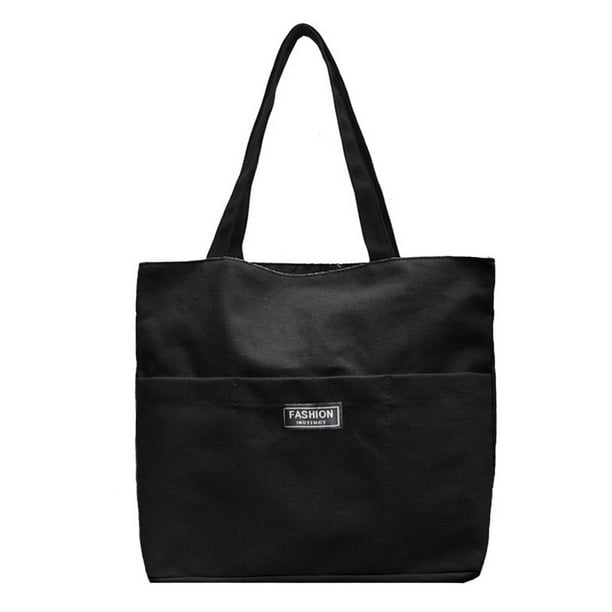 Bolso de mano grande de lona - Tote utilitario con 2 bolsillos delanteros y fundas para computadora portátil