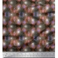 thumbnail image 1 of Soimoi Brown Modal Satin Fabric Artistic Flower & Geometric Printed Craft Fabric by the Yard 42 Inch Wide, 1 of 3