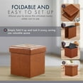 thumbnail image 5 of Ornavo Home 15 Inch Square Storage Ottoman Cube, Tufted Square Faux Leather Storage Ottoman Chest, Footrest, Toy Chest Ottoman with Storage - (Mocha), 5 of 7