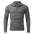 thumbnail image 2 of Jalioing Men's Shirt Dressy Casual Half Zip Collared Long Sleeve Golf Shirt Ribbed Stretchy Business Tops, 2 of 5