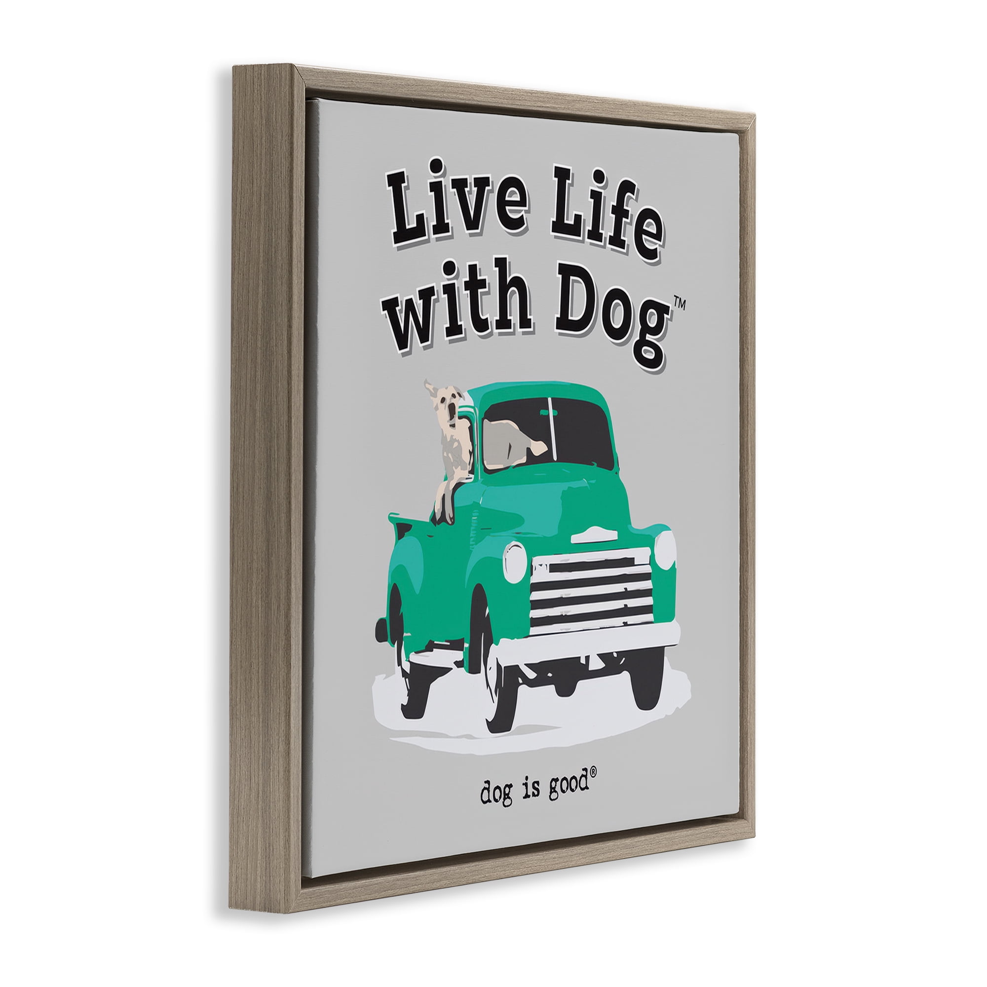 Stupell Industries Dog in Pickup Truck Animals Painting Brown Floater Framed Canvas Art Print Wall Art, 18 x 18