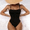 Black, variant on One Piece Women’s Bikini Swimsuit Set,Sexy Ribbed Halter Double Straps Front Wrap Bathing Suits,High Waisted Ruched Swimwear Beachwear