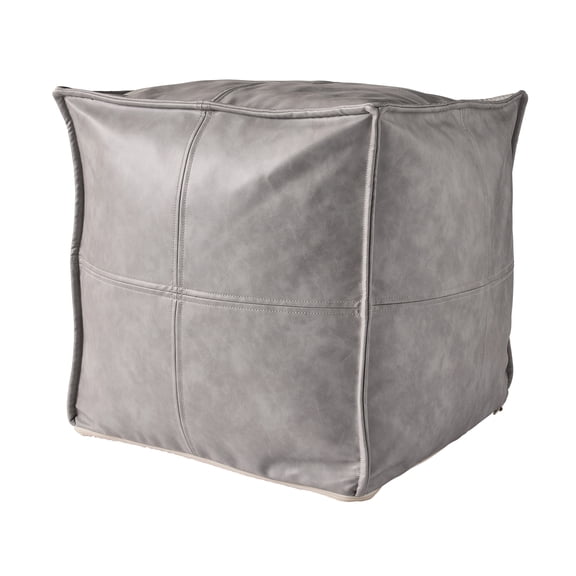 Better Homes & Gardens Faux Leather Unstuffed Pouf Cover, Grey, 18x18x18 inch (1 Unit)
