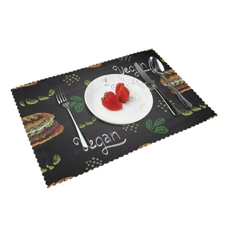 

Home Vegan Avocado Burger Placemats Set Of 4 Washable Wipeable Place Mats Place Mats For Festival Parties Family Dinner (12 X 18inch)