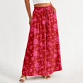 thumbnail image 5 of Women Casual High Waist Wide Leg Pants Summer Floral Solid Long Palazzo Pants Lounge Beach Trousers with Pocket, 5 of 7