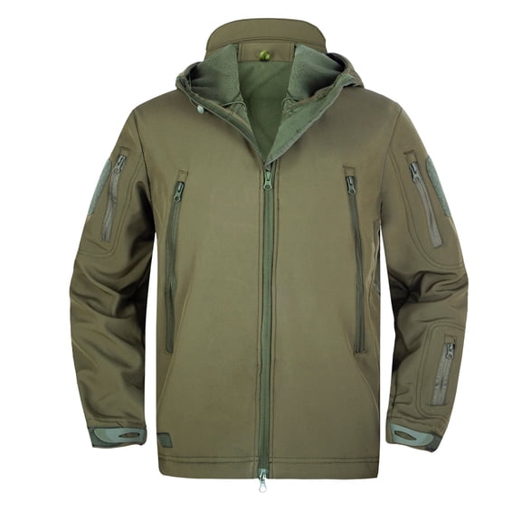 YLSDY Men's Tactical Fleece Softshell Jacket Winter Warm Military Coats Waterproof Windproof Outdoor Hiking Camping Hunting Jackets Army Green L