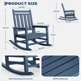 thumbnail image 3 of Bingirl Outdoor Rocking Chair HDPE Plastic Patio Rocker Chair for Porch Deck Lawn GardeNavy Blue (Four straight back panels), 3 of 7