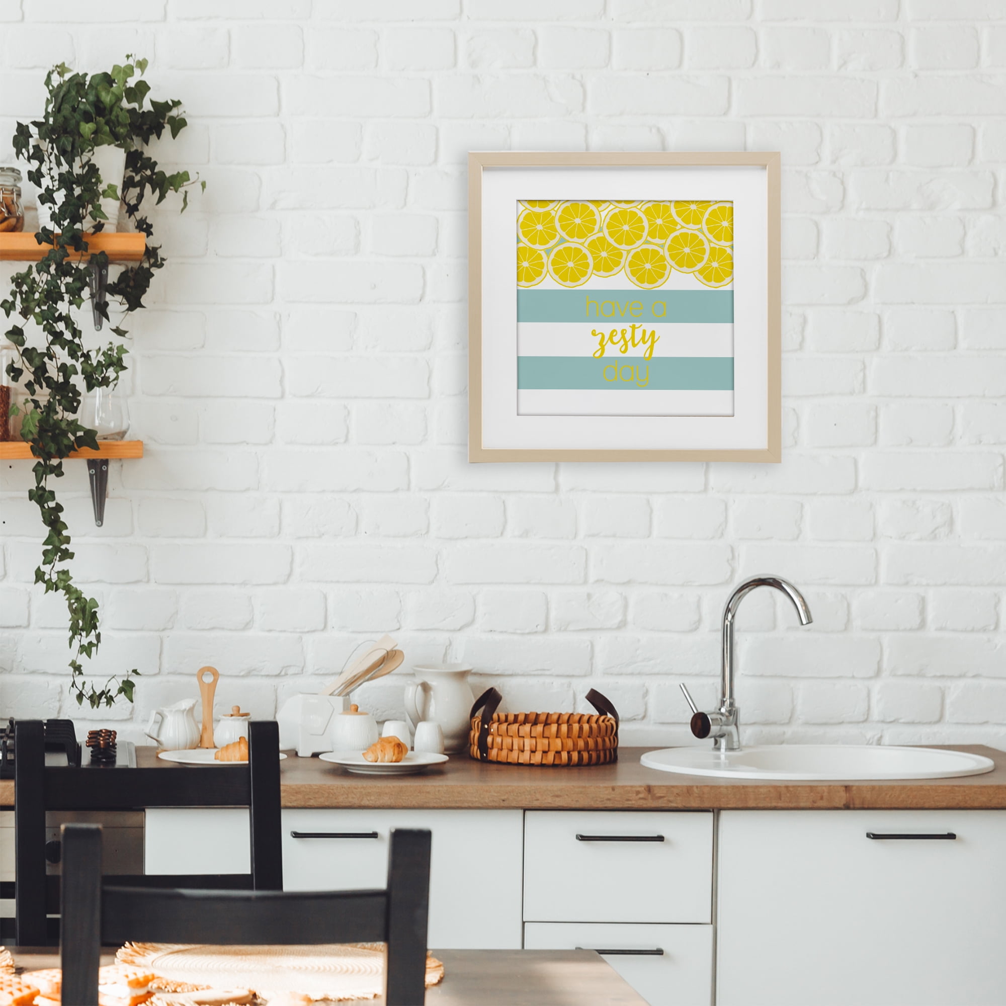 Stupell Industries Zesty Citrus with Stripes Birch Framed Print Under Glass, design by Anna Quach
