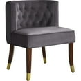 thumbnail image 2 of Maklaine 19" Velvet Dining Chair in Plush Gray/Espresso/Gold (Set of 2), 2 of 5