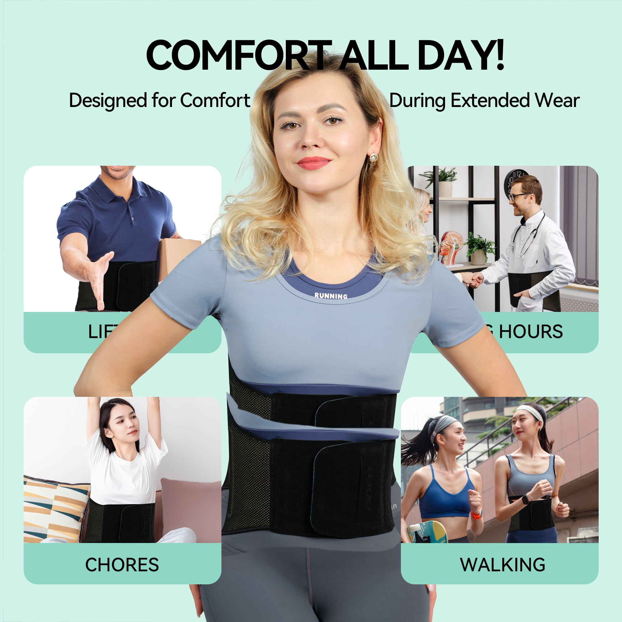 GKTG Back Brace for Lower Back Pain Relief, Lumbar Support Belt for Men & Women, Back Support Brace for Herniated Disc, Sciatica