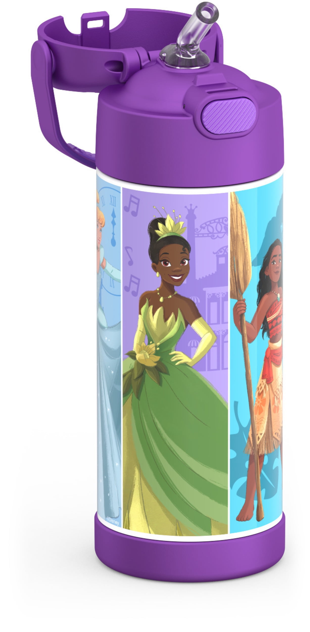 Thermos Kids Stainless Steel Funtainer Water Bottle with Straw, Dishwasher Safe, Leak Proof, Princess, 14oz