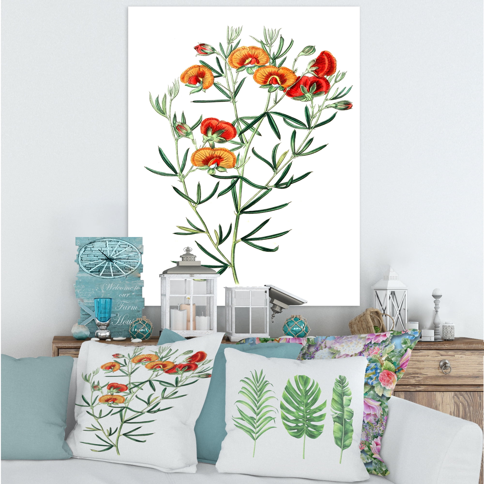 Designart ' Ancient American Flora VIII ' Traditional Canvas Wall Art Print