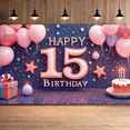 thumbnail image 5 of Yatrandify Pink Theme Happy Birthday Banner Decorative Stars Balloons Cake for Birthday Party Indoor Celebration, 5 of 8