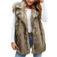 thumbnail image 2 of Qetyuw Womens Faux Fur Coats Plus Size Sleeveless Open Front Cardigan Jackets Fuzzy Fleece Winter Casual Coat, 2 of 9