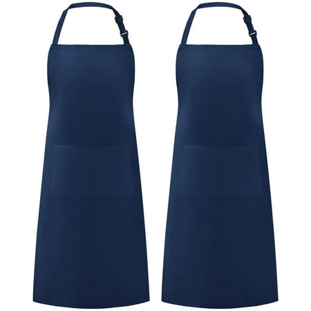 

2Pack 100% Cotton Adjustable Bib Apron with 2 Pockets Cooking Kitchen Aprons for Women Men Chef