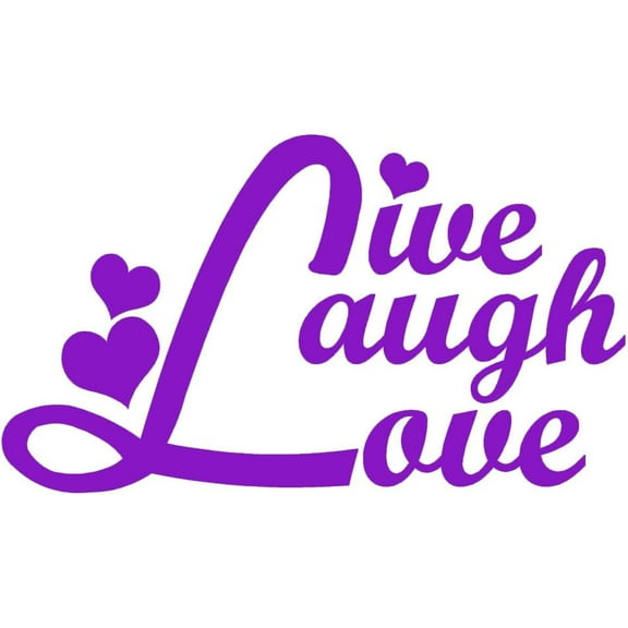 2 Pack - StickerDad® Live Laugh Love - V3 - Vinyl Decal - Size: 5", Color: Purple - Windows, Walls, Bumpers, Laptop, Lockers, etc.