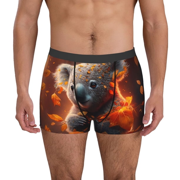 Fotbe Cute Maple Leaf Koala Calzoncillos Tipo Boxer con Bolsa de Soporte Total para Hombre, X-Temp Fresco, Transpirable y de Secado Rápido-X-Large