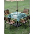 thumbnail image 4 of Outdoor Tablecloth with Umbrella Hole for Patio/Picnic/Party/Camping, Teal Palm Leaves Waterproof Table Cloth Square Cover Washable, Summer Botanical Tropical Leaf (54"x 54"), 4 of 9